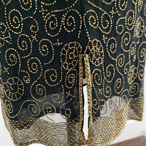 Vintage 80s/90s Beaded Cocktail Short Sleeved Dress. Size M. - Picture 4 of 16